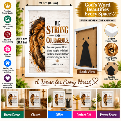 Bible Verse Frame – Joshua 1:6 – 21 × 29.7 cm – White