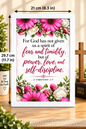 Bible Verse Frame – 2 Timothy 1:7 White – A4