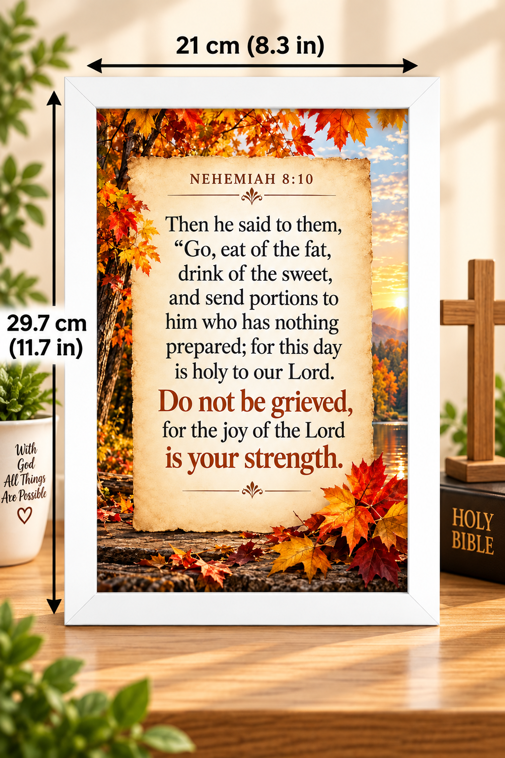 Bible Verse Frame – Nehemiah 8:10 – Joy of the Lord – A4