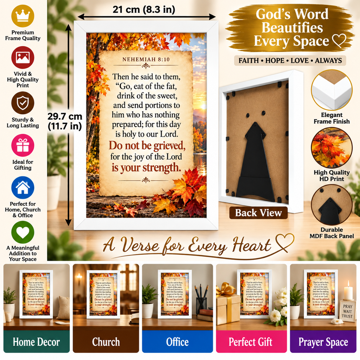 Bible Verse Frame – Nehemiah 8:10 – Joy of the Lord – A4