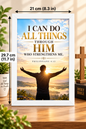 Bible Verse Frame – Philippians 4:13 – White Portrait Christian Wall Decor – A4