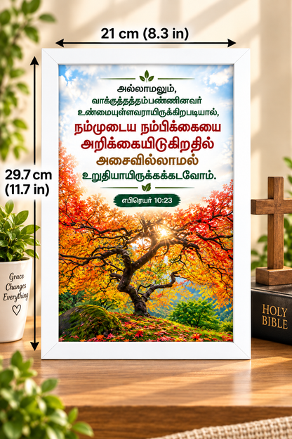 Bible Verse Frame – எபிரெயர் 10:23 Tamil – நம்பிக்கை – A4