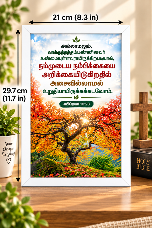 Bible Verse Frame – எபிரெயர் 10:23 Tamil – நம்பிக்கை – A4