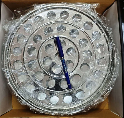 JAYCO Holy Communion Tray, Two-Set Stainless Steel with 80 Plastic Cups, Stackable Trays with Closed Cross-Top Lid for Church Communion Service |