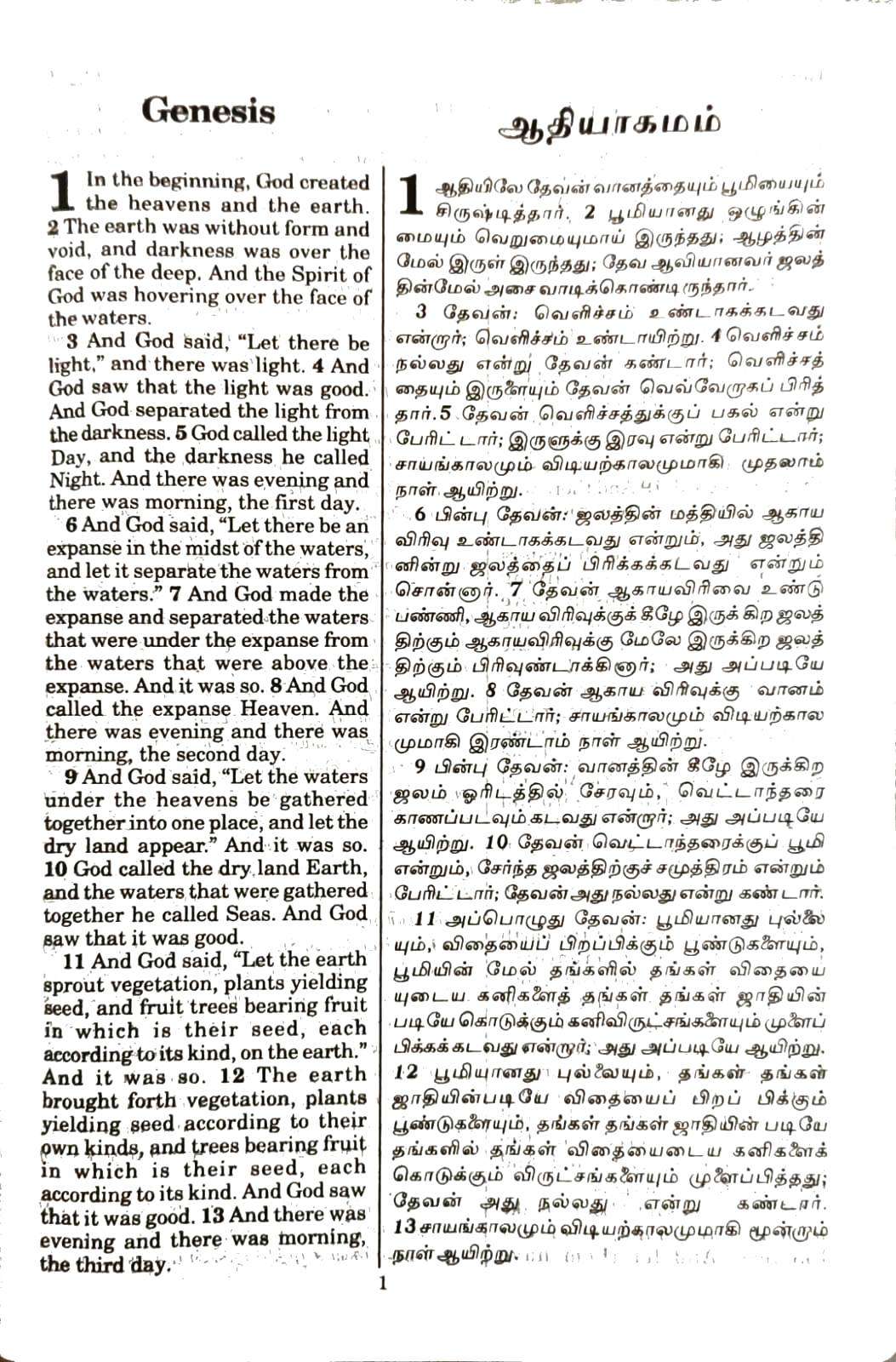 Tamil-English Parallel Bible, Large Print Edition, BSI Authorized Version, Premium Black Leather Bound, ISBN-9789393511805