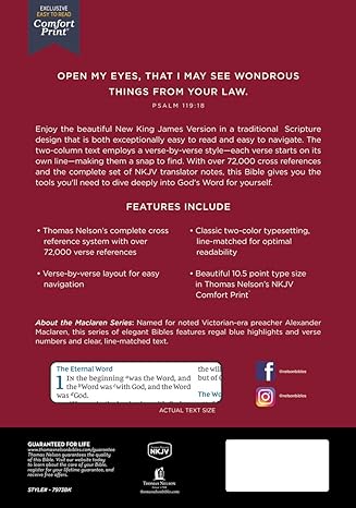 NKJV Large Print Reference Bible, Maclaren Series | Study Bible, Reference Bible | Holy Bible