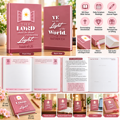 2027 Christian Daily Diary Planner & Devotional Journal – Pink Hardcover, 365-Day Bible Verses