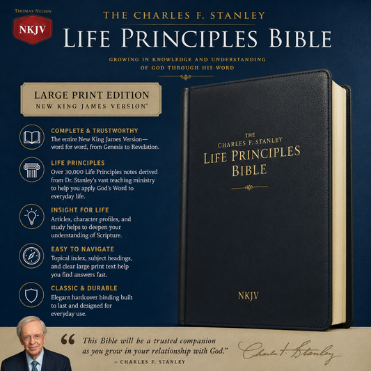 NKJV The Charles F. Stanley Life Principles Bible - Hardcover (New King James Version) | Study Bible, Reference Bible | Holy Bible