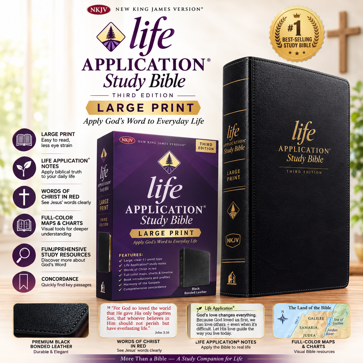 NKJV Life Application Study Bible, Third Edition, Large Print | Study Bible, Reference Bible | Holy Bible