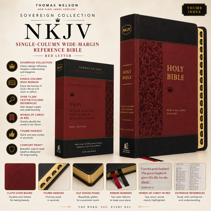 NKJV, Single-Column Wide-Margin Reference Bible, Cloth over Board, Red Letter, Comfort Print: Holy Bible, New King James Version | Study Bible,