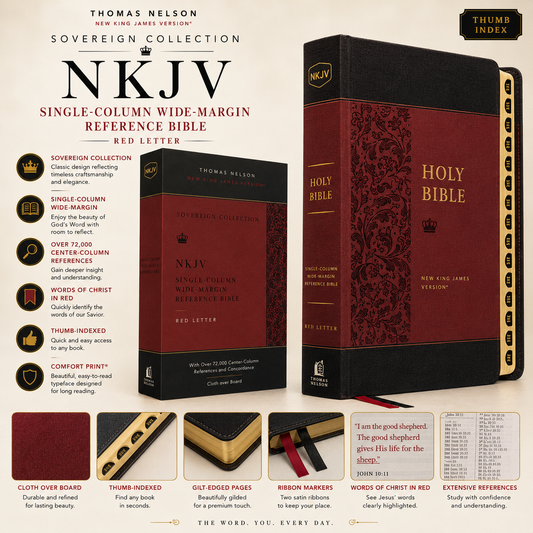 NKJV, Single-Column Wide-Margin Reference Bible, Cloth over Board, Red Letter, Comfort Print: Holy Bible, New King James Version | Study Bible,