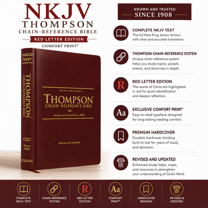 NKJV Thompson Chain-Reference Bible Hardcover Red Letter Comfort Print | Study Bible, Reference Bible | Holy Bible