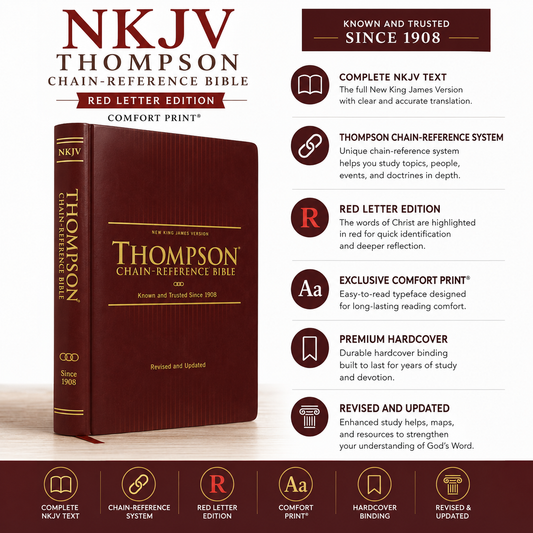 NKJV Thompson Chain-Reference Bible Hardcover Red Letter Comfort Print | Study Bible, Reference Bible | Holy Bible