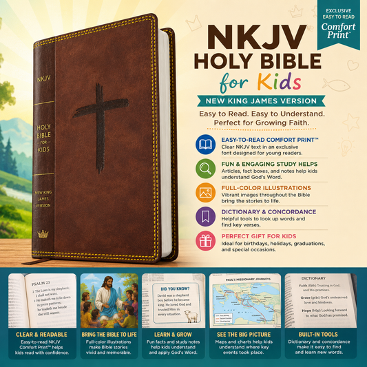 NKJV Holy Bible for Kids Leathersoft Brown Comfort Print | Kids Bible, Children's Bible