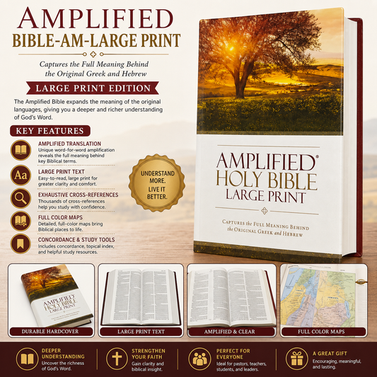 Amplified Bible (AMP) Large Print Brown Bible for Study and Devotion | English Bible, Holy Bible