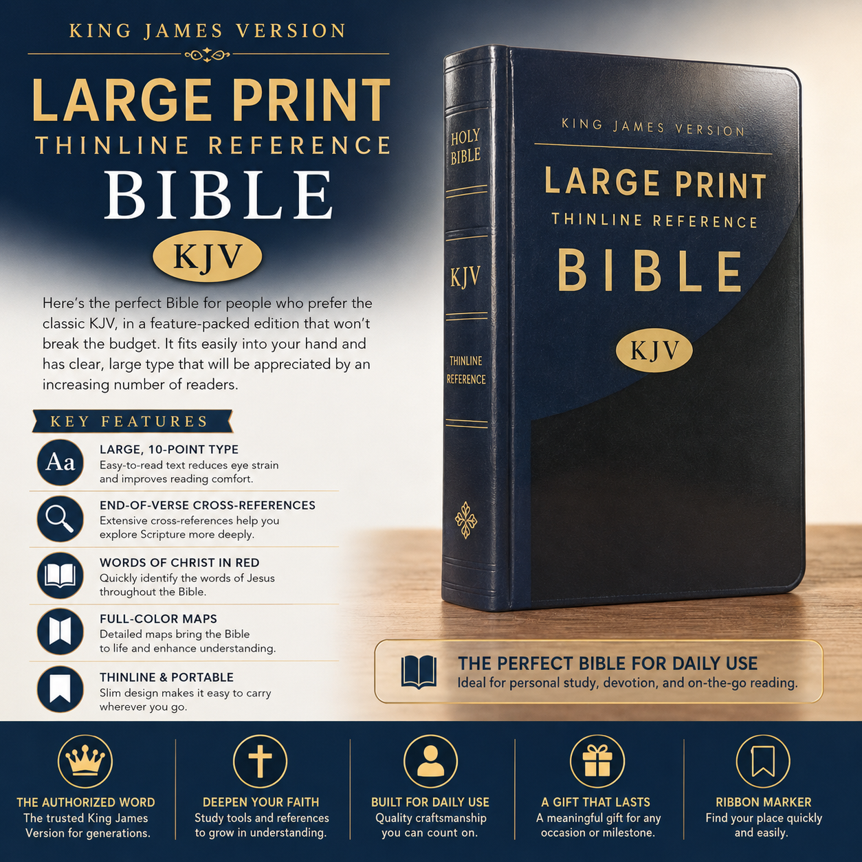 KJV Large Print Thinline Reference Bible King James Version | Study Bible, Reference Bible | Holy Bible