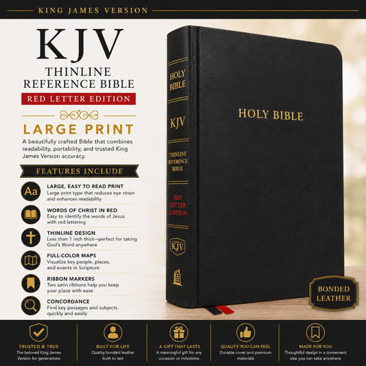 KJV Thinline Reference Bible Bonded Leather Black Red Letter Edition King James Version | Study Bible, Reference Bible | Holy Bible