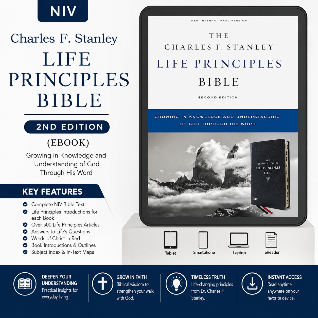 NIV, Charles F. Stanley Life Principles Bible, 2nd Edition | Study Bible, Reference Bible | Holy Bible