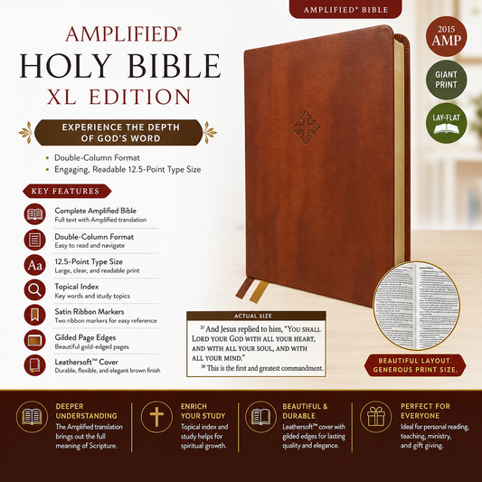 Amplified Holy Bible, XL Edition, Leathersoft, Brown | English Bible, Holy Bible