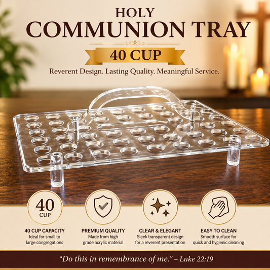 Holy Communion Tray, 40 Cup, Premium Stainless Steel Stackable Communion Serving Tray for Churches | Communion Tray, Communion Cups