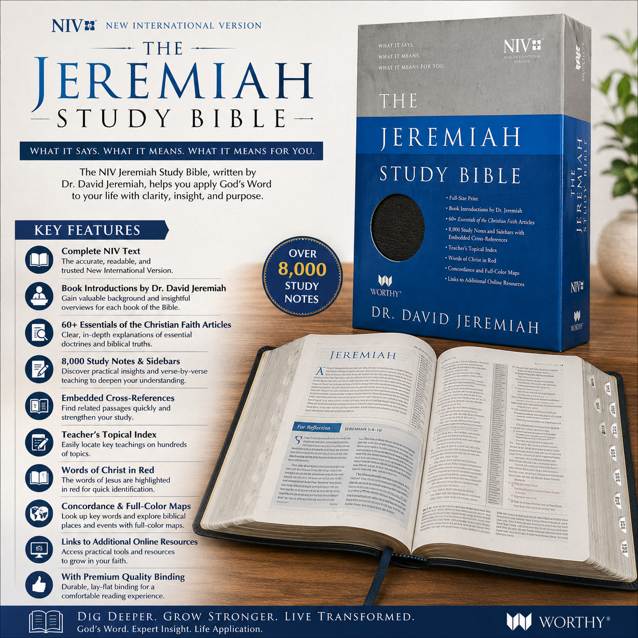 NIV Jeremiah Study Bible, Dr. David Jeremiah, Red Letter Edition | Study Bible, Reference Bible | Holy Bible