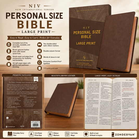 NIV Personal Size Bible, Large Print, Leathersoft, Red Letter, Comfort Print | English Bible, Holy Bible