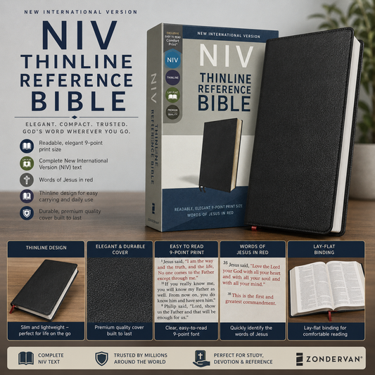NIV Thinline Reference Bible, Leathersoft, Red Letter, Comfort Print | Study Bible, Reference Bible | Holy Bible