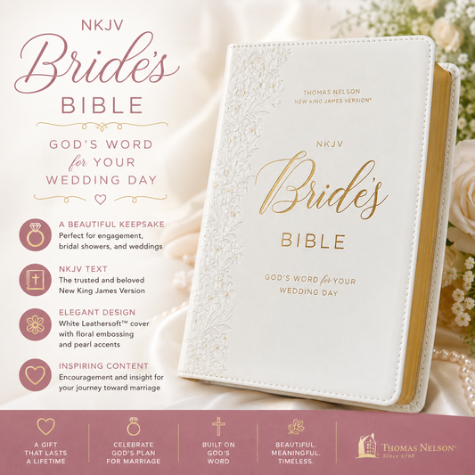 NKJV Bride's Bible, White Leathersoft, Red Letter, Comfort Print (Wedding Keepsake) | English Bible, Holy Bible