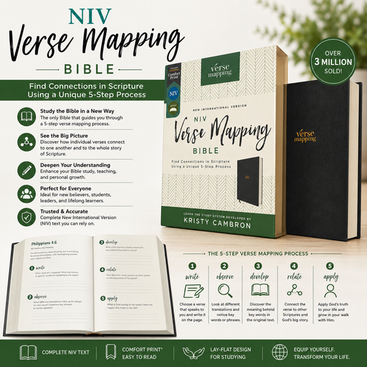 NIV Verse Mapping Bible, Comfort Print, Find Connections in Scripture with a Unique 5-Step Study Process, 420 Verse Maps (New International