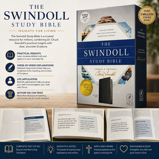 The Swindoll Study Bible NLT, Charles Swindoll Study Notes, Application Articles & Holy Land Tour, Bible of the Year (New Living Translation) |