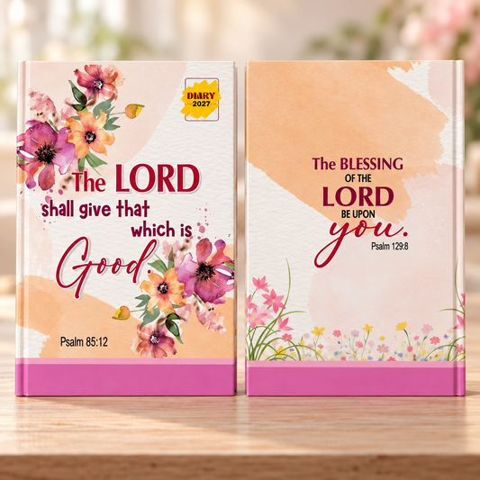 2027 Christian Daily Diary Planner & Devotional Journal – Pink Floral Hardcover, 365-Day Bible Verses