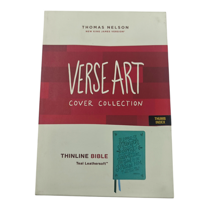 NKJV Thinline Bible Verse Art Cover Collection Genuine Leather Brown Thumb Indexed Red Letter Comfort Print | English Bible, Holy Bible