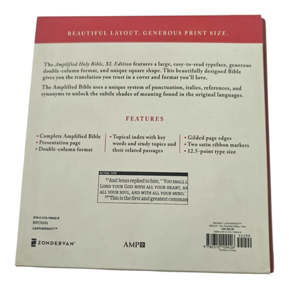 Amplified Holy Bible, XL Edition, Leathersoft, Brown | English Bible, Holy Bible