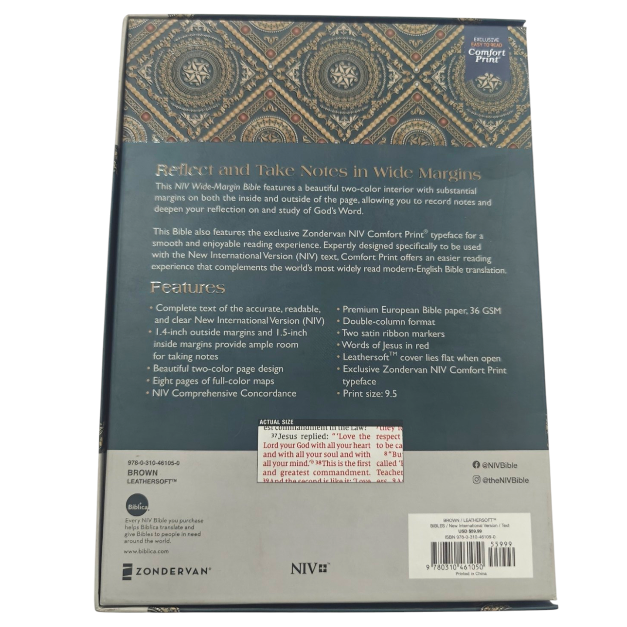 NIV Wide-Margin Bible, Leathersoft, Red Letter, Comfort Print | English Bible, Holy Bible