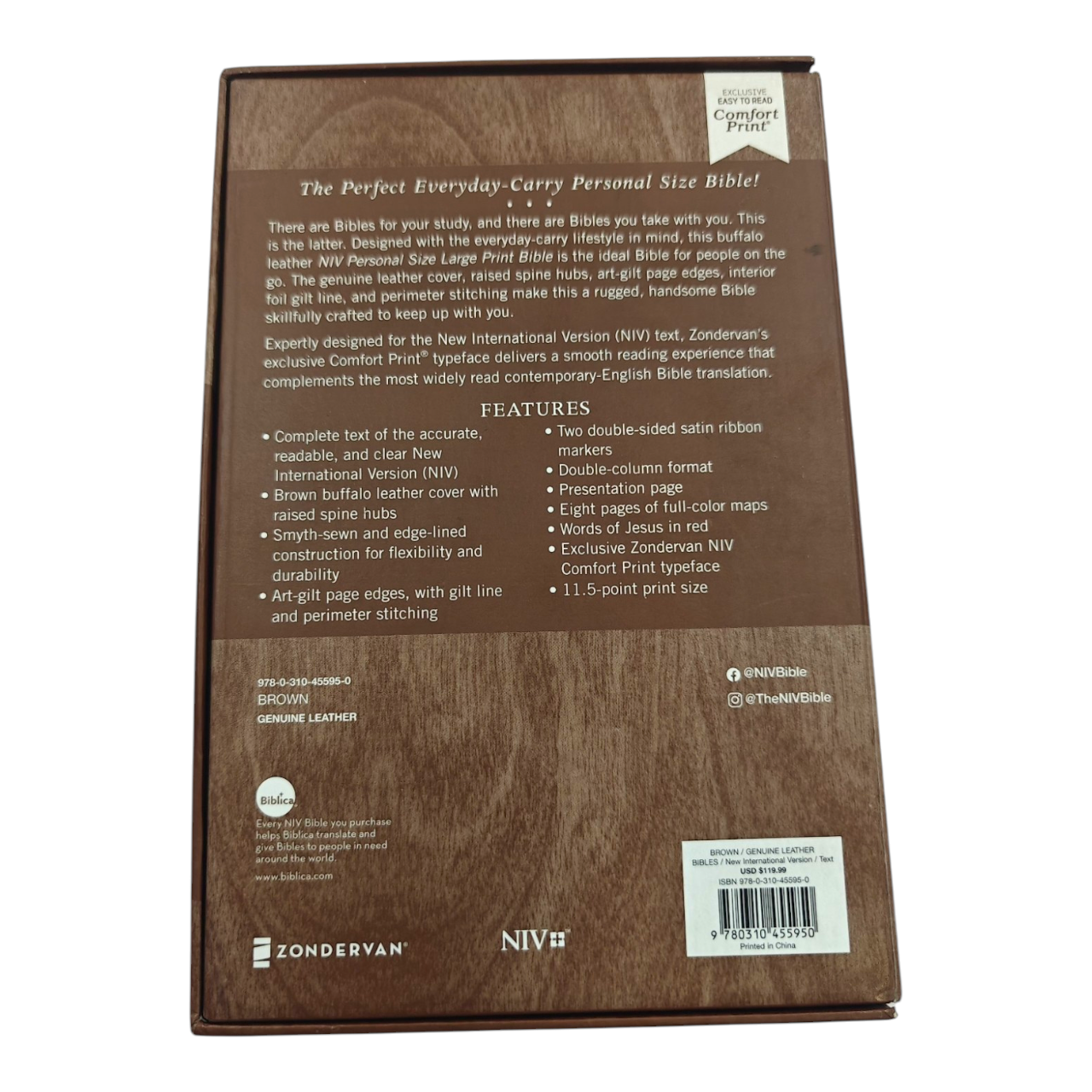 NIV Personal Size Bible, Large Print, Leathersoft, Red Letter, Comfort Print | English Bible, Holy Bible