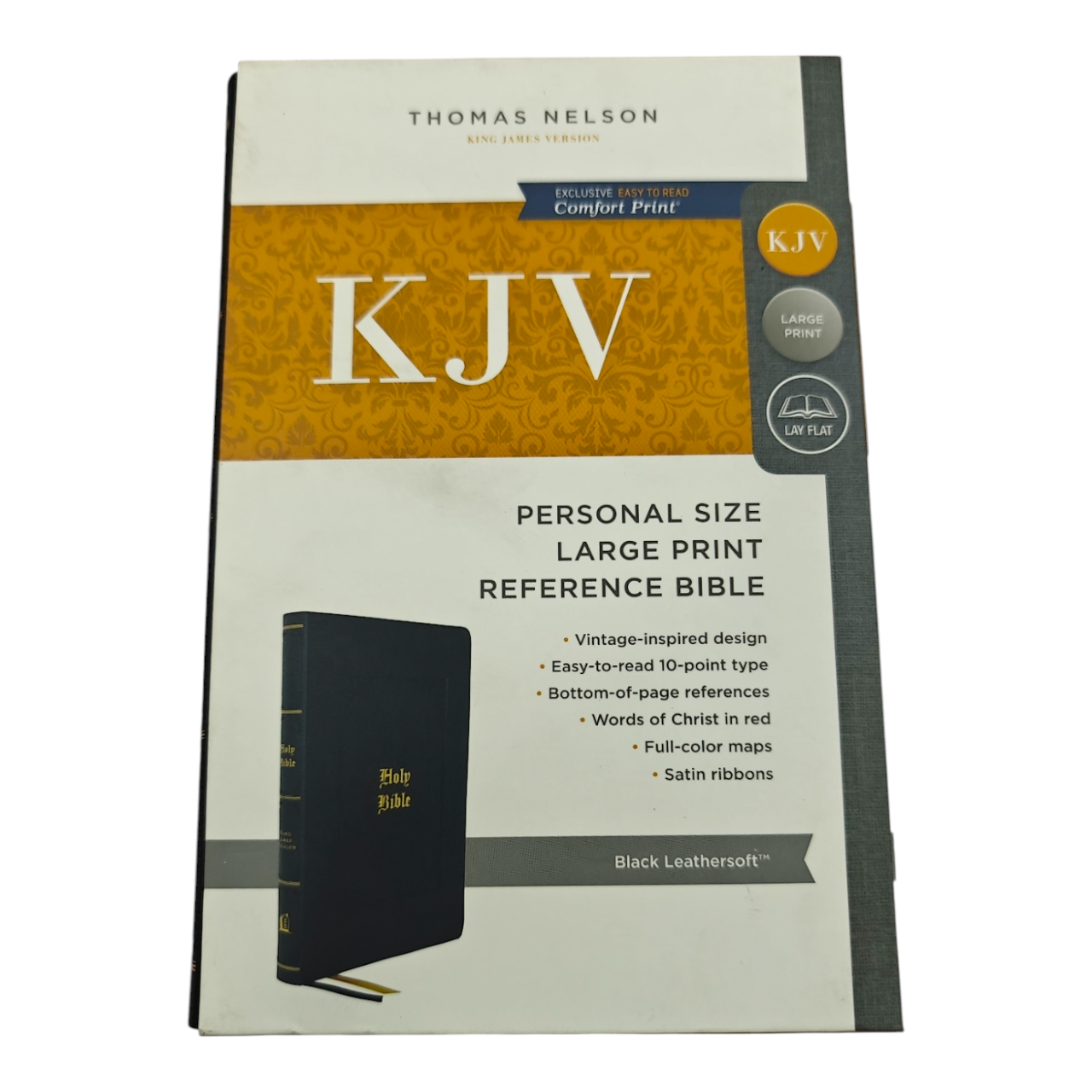 KJV Personal Size Large Print Reference Bible - Vintage Series, Leathersoft, Black, Red Letter, Comfort Print | Study Bible, Reference Bible | Holy