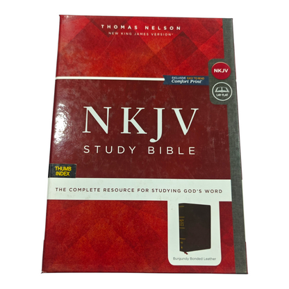 NKJV Study Bible, Leathersoft, Brown, Thumb Indexed, Comfort Print | Study Bible, Reference Bible | Holy Bible