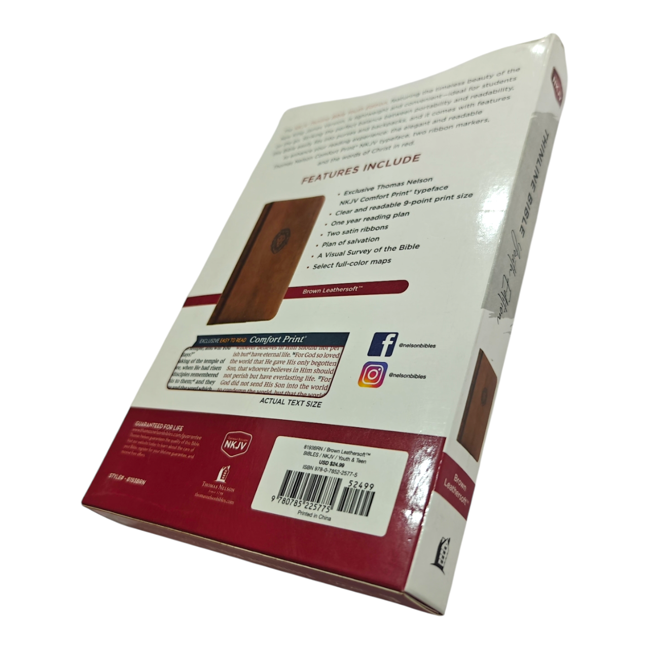 NKJV Thinline Bible Youth Edition Leathersoft Brown Red Letter Edition Comfort Print | Teen Bible, Youth Bible | Holy Bible