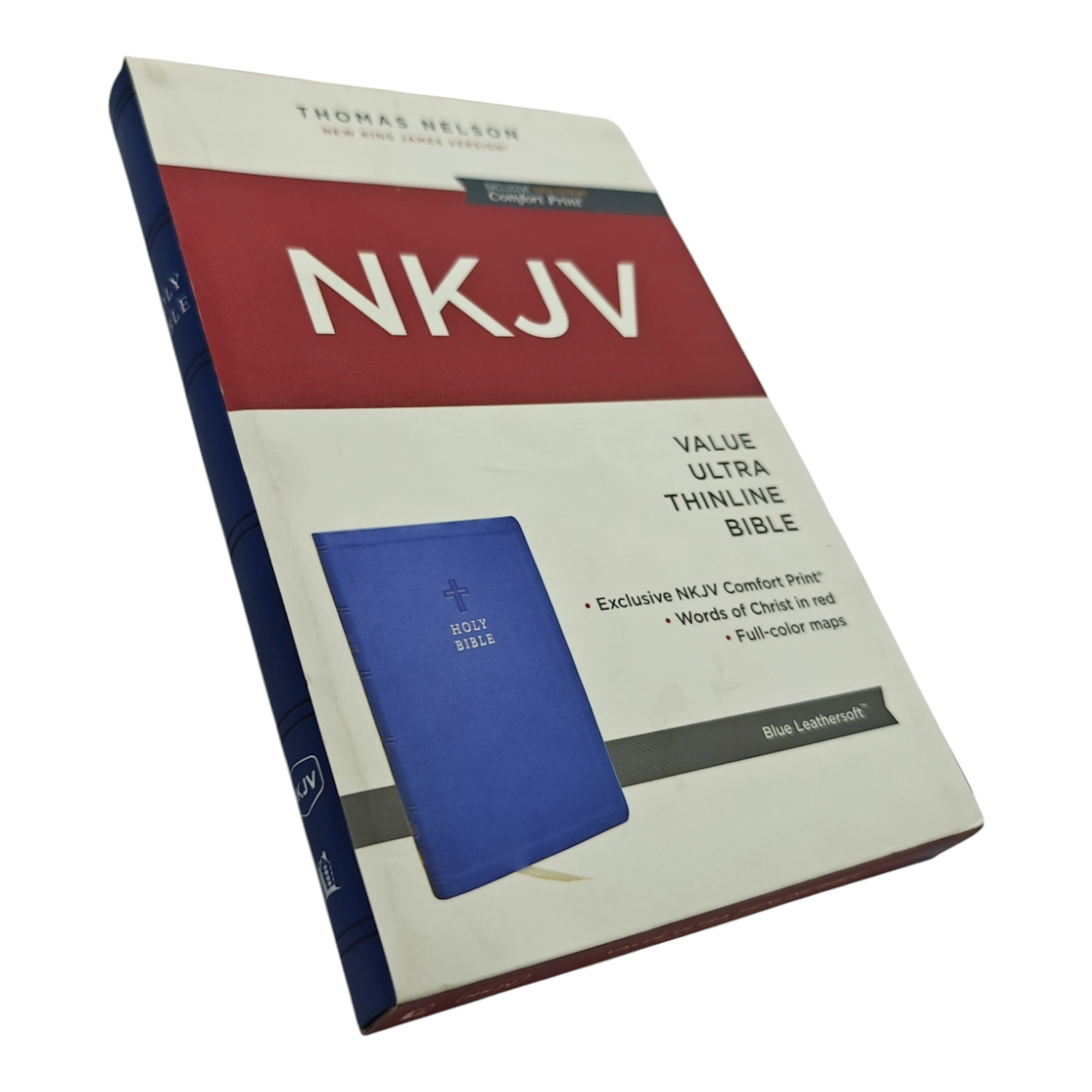 NKJV Holy Bible Value Ultra Thinline Blue Leathersoft Red Letter Comfort Print | English Bible, Holy Bible