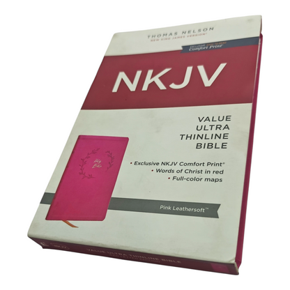 NKJV Holy Bible Value Ultra Thinline Pink Leathersoft Red Letter Comfort Print | English Bible, Holy Bible