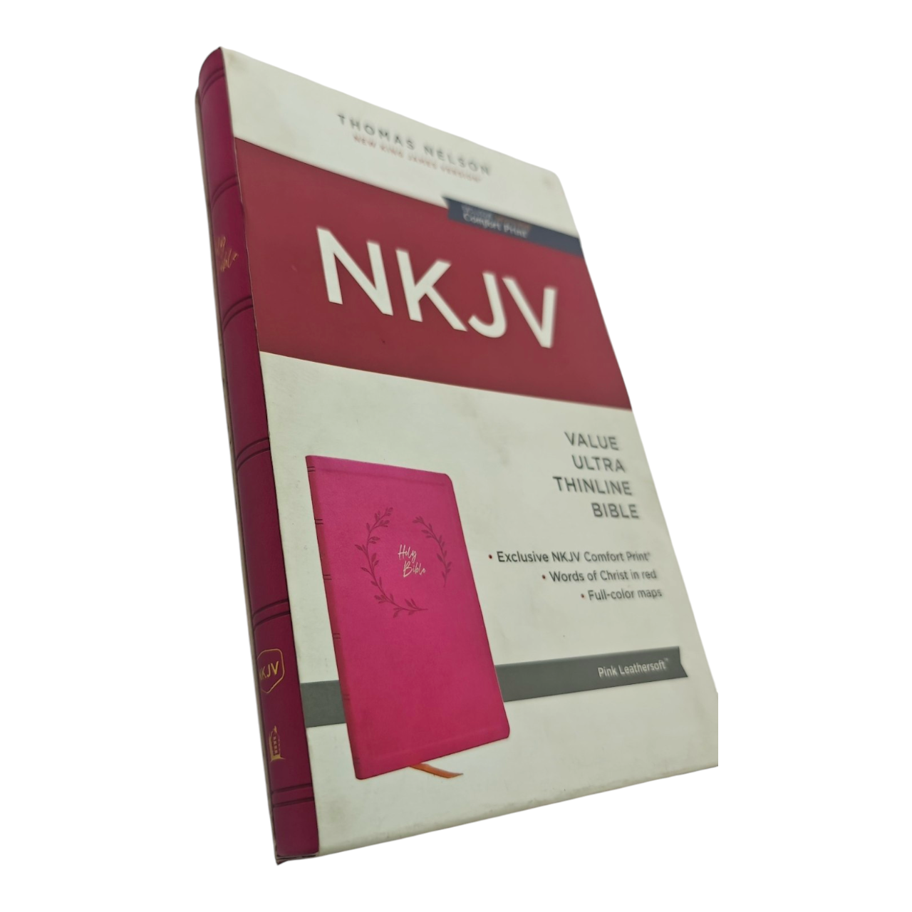 NKJV Holy Bible Value Ultra Thinline Pink Leathersoft Red Letter Comfort Print | English Bible, Holy Bible