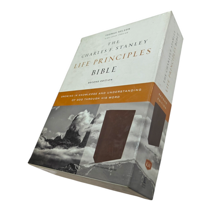 KJV Charles F. Stanley Life Principles Bible - Brown Genuine Leather (King James Version) | Study Bible, Reference Bible | Holy Bible