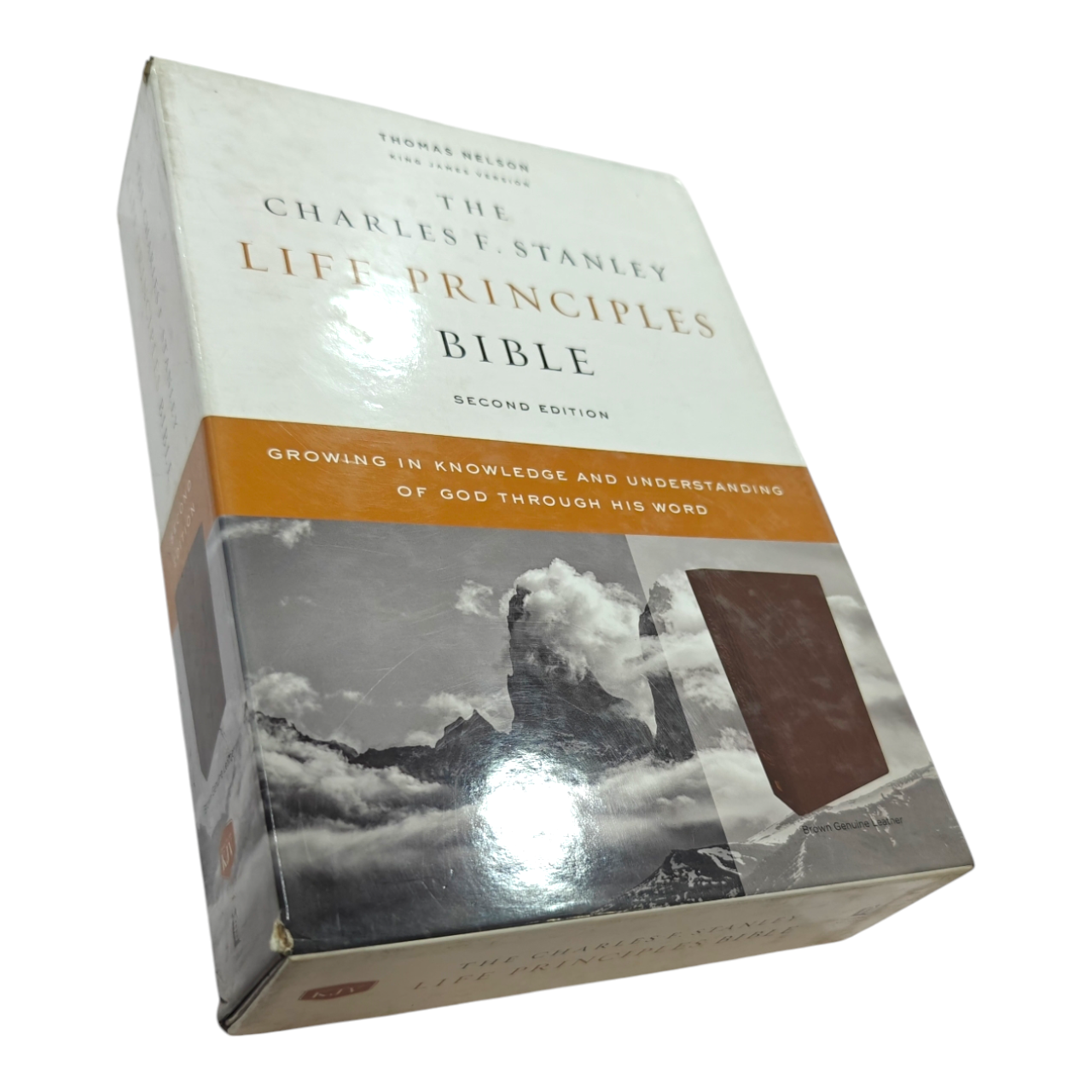KJV Charles F. Stanley Life Principles Bible - Brown Genuine Leather (King James Version) | Study Bible, Reference Bible | Holy Bible