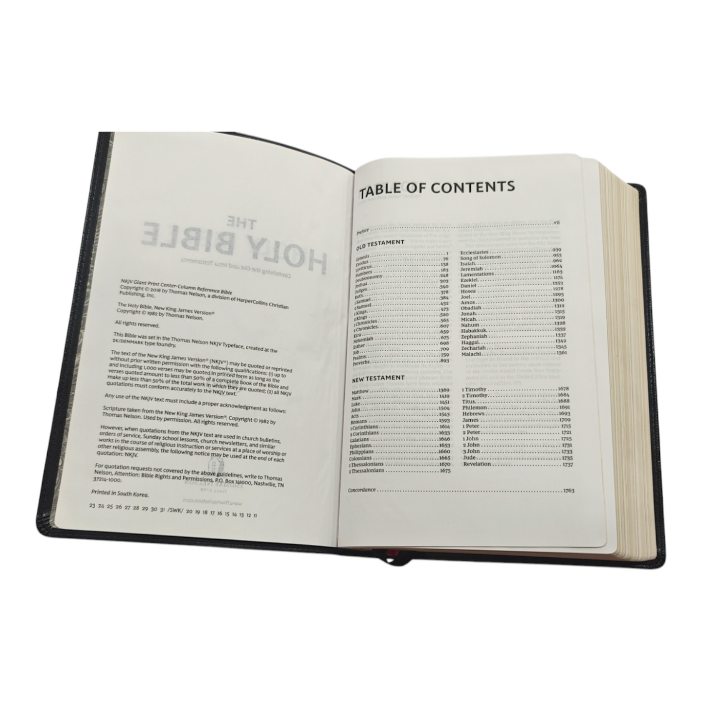 NKJV, Reference Bible, Center-Column Giant Print, Leathersoft, Black, Red Letter Edition, Thumb Indexed, Comfort Print: Holy Bible, New King James