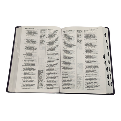 NKJV Giant Print Center-Column Reference Bible Verse Art Cover Collection Genuine Leather Purple Thumb Indexed Red Letter Comfort Print | Study