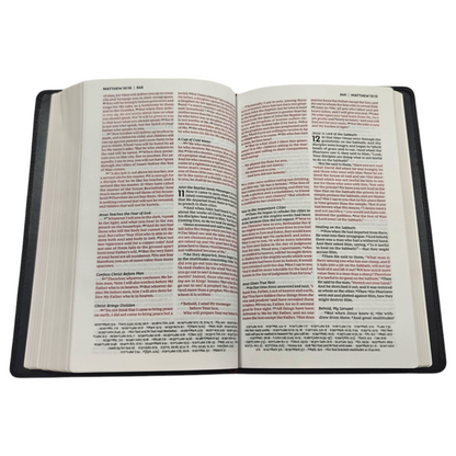 NKJV, Deluxe Thinline Reference Bible, Genuine Leather, Black, Red Letter, Comfort Print | Study Bible, Reference Bible | Holy Bible