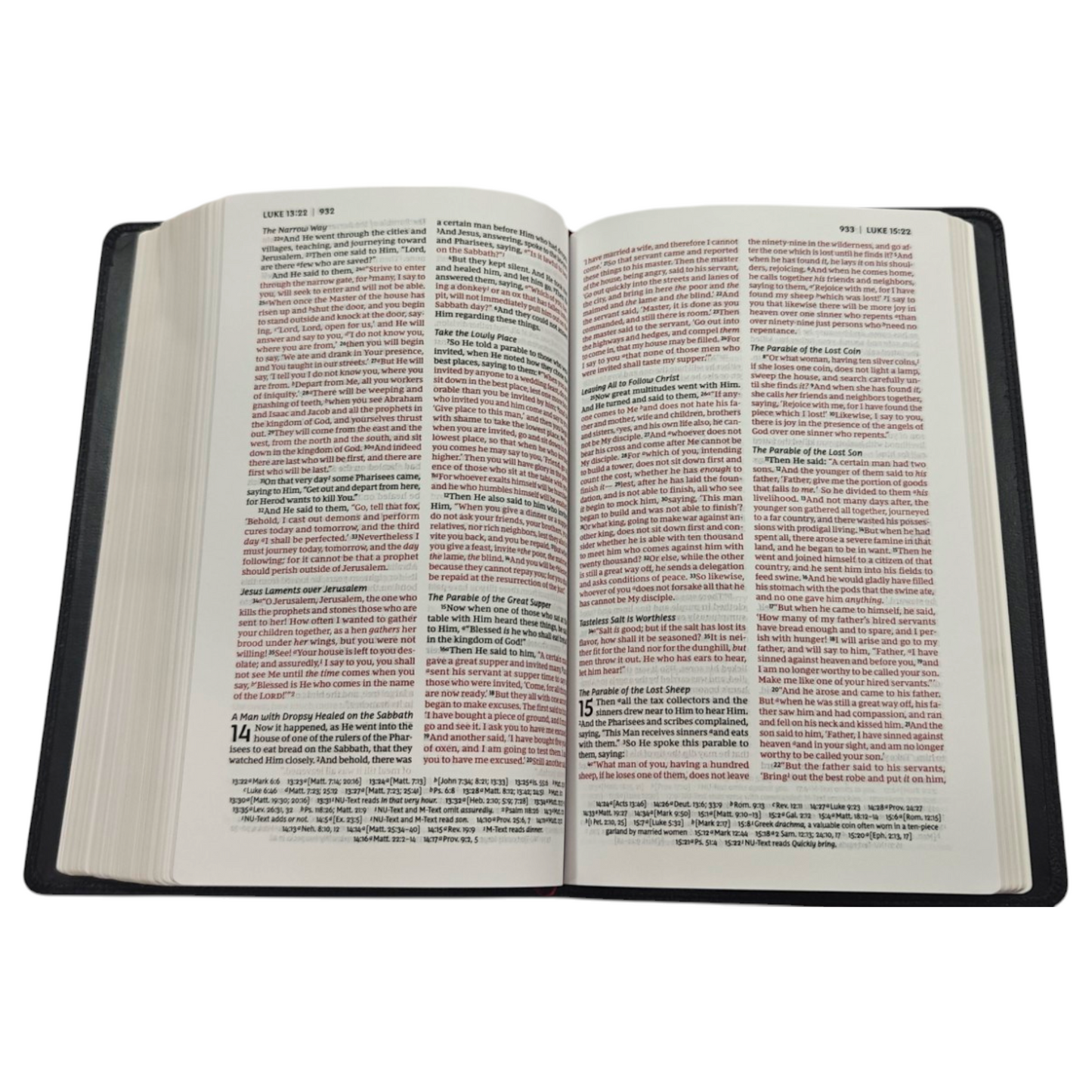 NKJV, Deluxe Thinline Reference Bible, Genuine Leather, Black, Red Letter, Comfort Print | Study Bible, Reference Bible | Holy Bible