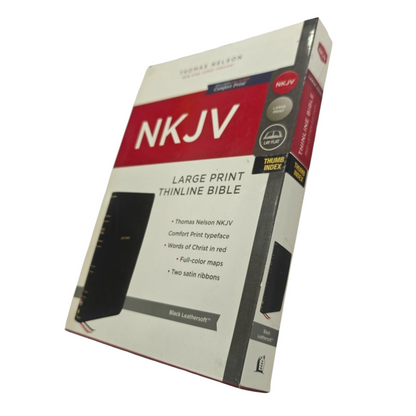 NKJV Thinline Reference Bible, Leather-Look, Black, Red Letter Edition, Comfort Print | Study Bible, Reference Bible | Holy Bible