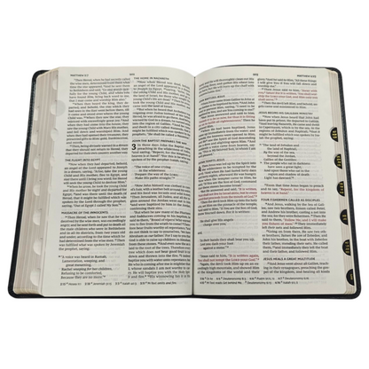 NKJV Thinline Reference Bible, Leather-Look, Black, Red Letter Edition, Comfort Print | Study Bible, Reference Bible | Holy Bible