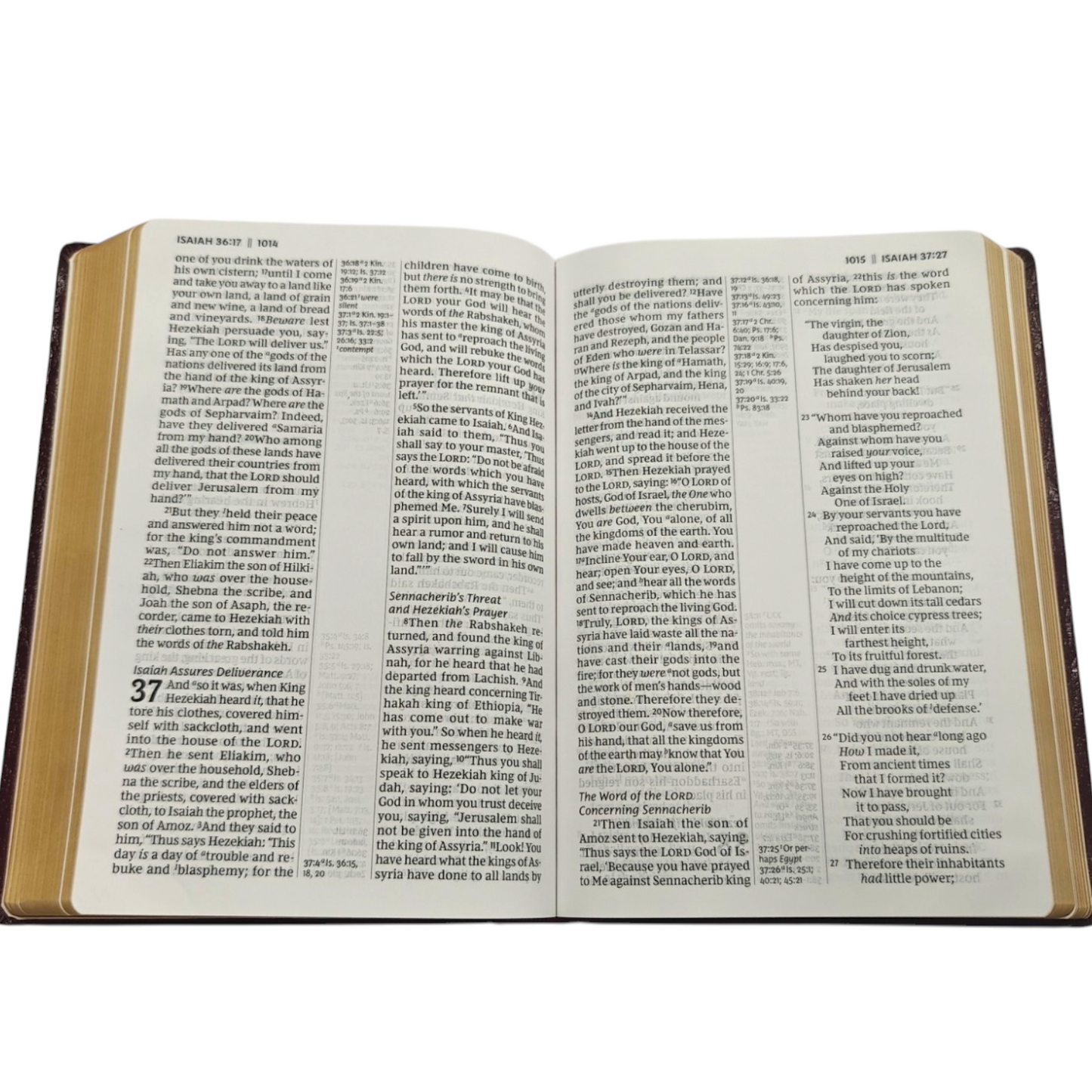 NKJV, Reference Bible, Center-Column Giant Print, Leather-Look, Burgundy, Red Letter Edition, Comfort Print | Study Bible, Reference Bible | Holy